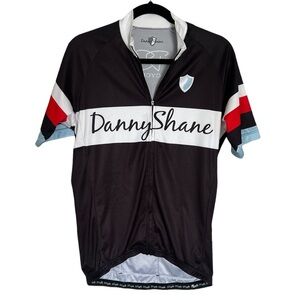 Danny Shane cycling jersey black with striped sleeves size XL